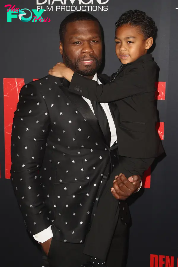 50 Cent and his son, Sire, at a movie premiere in 2018.