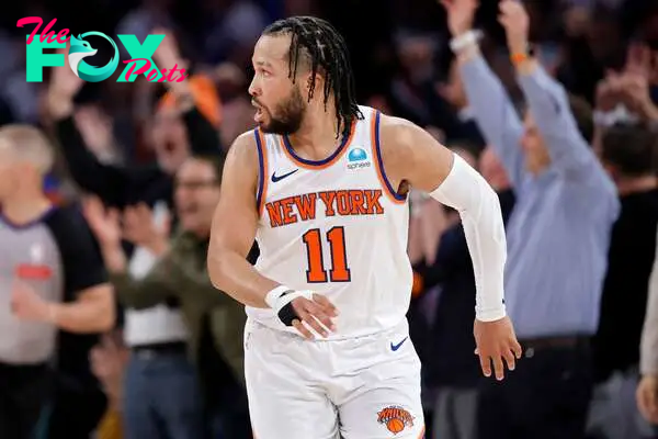 NEW YORK, NEW YORK - MAY 06: Jalen Brunson #11 of the New York Knicks looks on during the second half in Game One of the Eastern Conference Second Round Playoffs against the Indiana Pacers at Madison Square Garden on May 06, 2024 in New York City. NOTE TO USER: User expressly acknowledges and agrees that, by downloading and or using this photograph, User is consenting to the terms and conditions of the Getty Images License Agreement.   Sarah Stier/Getty Images/AFP (Photo by Sarah Stier / GETTY IMAGES NORTH AMERICA / Getty Images via AFP)