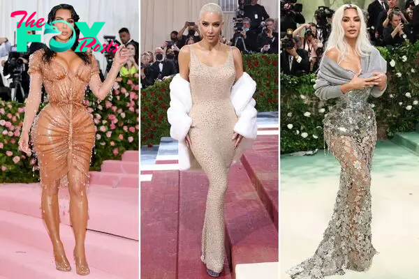 Kim Kardashian at the Met Gala in 2019, 2022 and 2024