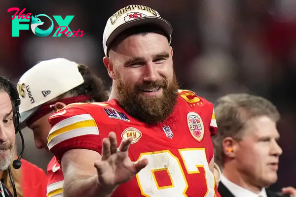 Travis Kelce after the Super Bowl 2024.