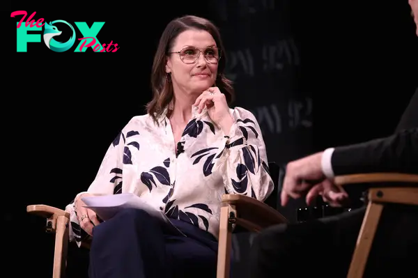 Bridget Moynahan at a book discussion.