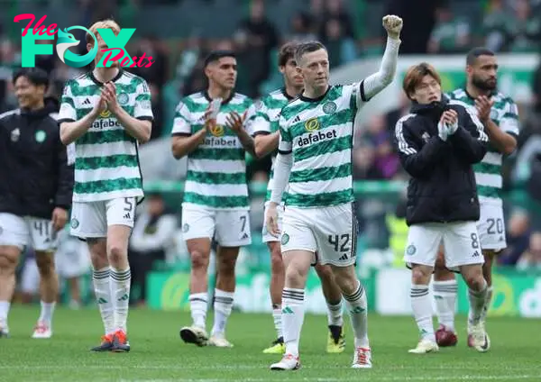 Callum McGregor of Celtic is seen at full time during the Cinch Scottish Premiership match between Celtic FC and Heart of Midlothian at Celtic Park...