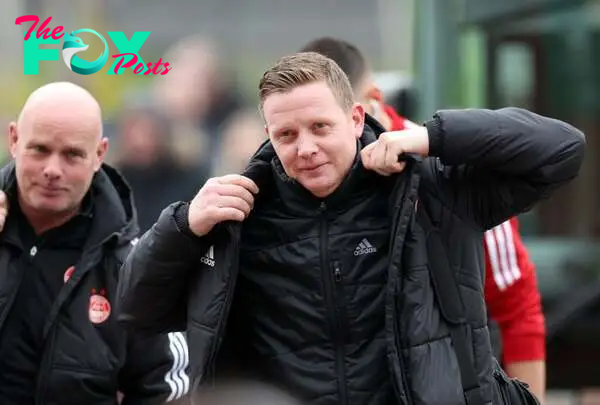Aberdeen interim manager Barry Robson arrives prior to the Cinch Scottish Premiership match between Celtic FC and Aberdeen FC at  on February 18, 2...