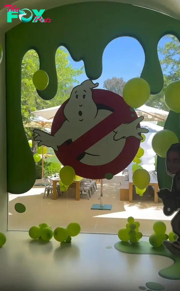 A "Ghostbusters" logo at Psalm West's birthday