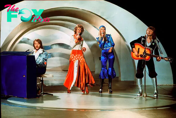 Swedish pop group Abba, performs during