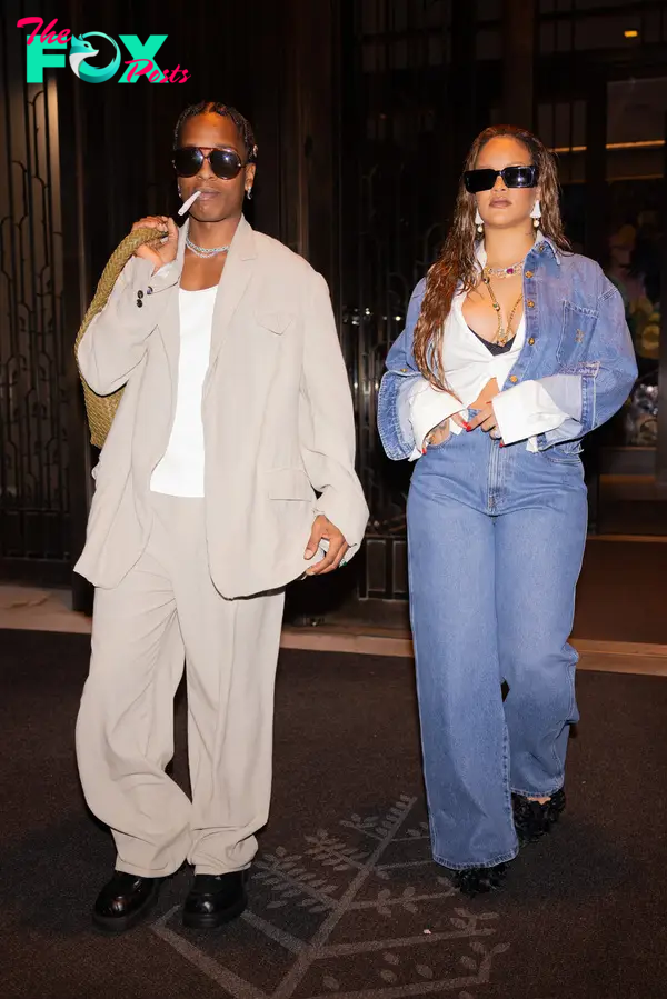 A$AP Rocky and Rihanna walking