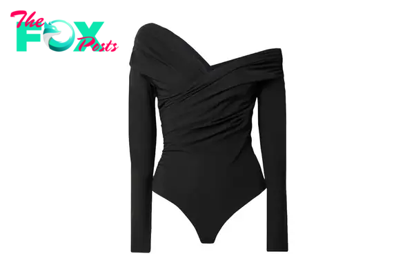 A black off-the-shoulder bodysuit