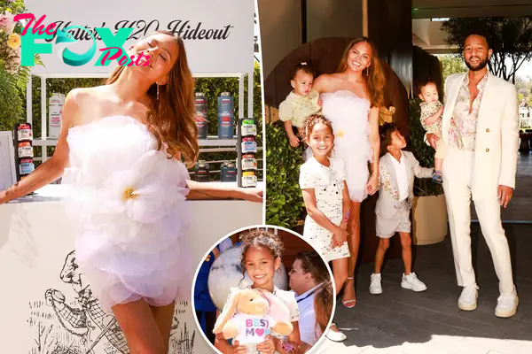 Chrissy Teigen and her family at her tea party.