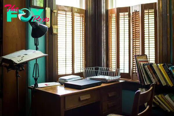 Author Alice Munro's work desk at her home in Clinton, Ontario.