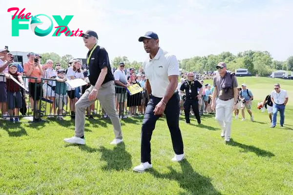 LOUISVILLE, KENTUCKY - MAY 13: Tiger Woods of the United States walks the course during a practice round prior to the 2024 PGA Championship at Valhalla Golf Club on May 13, 2024 in Louisville, Kentucky.   Andy Lyons/Getty Images/AFP (Photo by ANDY LYONS / GETTY IMAGES NORTH AMERICA / Getty Images via AFP)