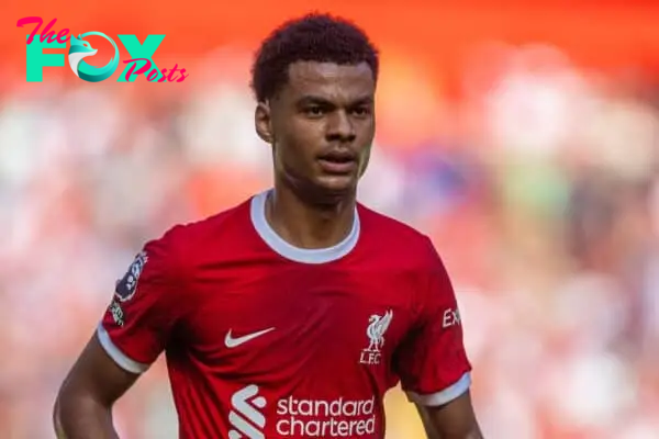 LIVERPOOL, ENGLAND - Saturday, September 2, 2023: Liverpool's Cody Gakpo during the FA Premier League match between Liverpool FC and Aston Villa FC at Anfield. Liverpool won 3-0. (Pic by David Rawcliffe/Propaganda)