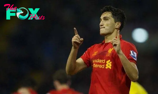 WEST BROMWICH, ENGLAND - Wednesday, September 26, 2012: Liverpool's Nuri Sahin celebrates scoring the second goal against West Bromwich Albion during the Football League Cup 3rd Round match at the Hawthorns. (Pic by David Rawcliffe/Propaganda)