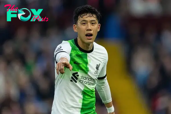 BIRMINGHAM, ENGLAND - Monday, May 13, 2024: Liverpool's Wataru Endo during the FA Premier League match between Aston Villa FC and Liverpool FC at Villa Park. (Photo by David Rawcliffe/Propaganda)