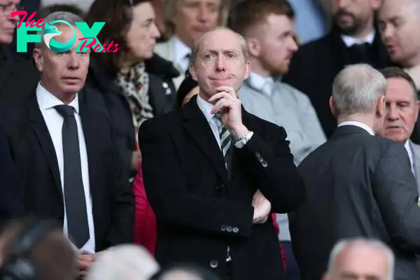 Celtic CEO Michael Nicholson is sen during the Cinch Scottish Premiership match between Celtic FC and Heart of Midlothian at Celtic Park Stadium on...