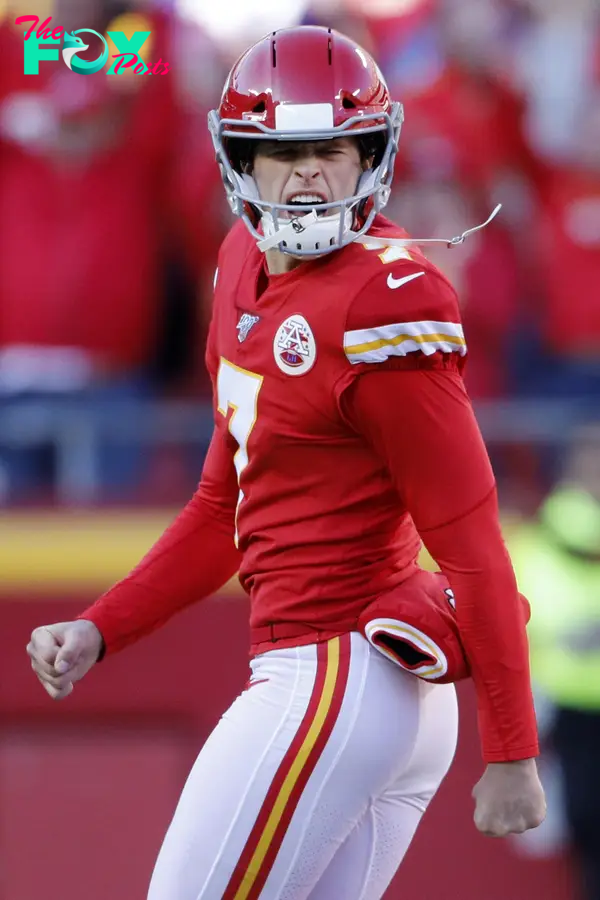 Harrison Butker in a Chiefs uniform.