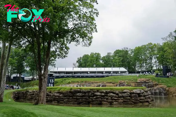 A general view of the 13th green during a practice round prior to the 2024 PGA Championship at Valhalla Golf Club on May 15, 2024 in Louisville, Kentucky.