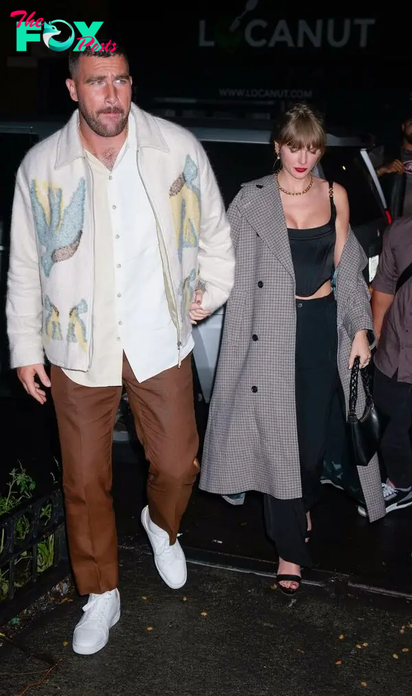 Travis Kelce and Taylor Swift arrive at SNL Afterparty.