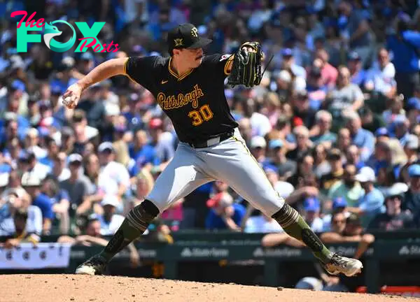 CHICAGO, ILLINOIS - MAY 17: Paul Skenes #30 of the Pittsburgh Pirates throws a pitch during the fourth inning of a game against the Chicago Cubs at Wrigley Field on May 17, 2024 in Chicago, Illinois.   Nuccio DiNuzzo/Getty Images/AFP (Photo by NUCCIO DINUZZO / GETTY IMAGES NORTH AMERICA / Getty Images via AFP)