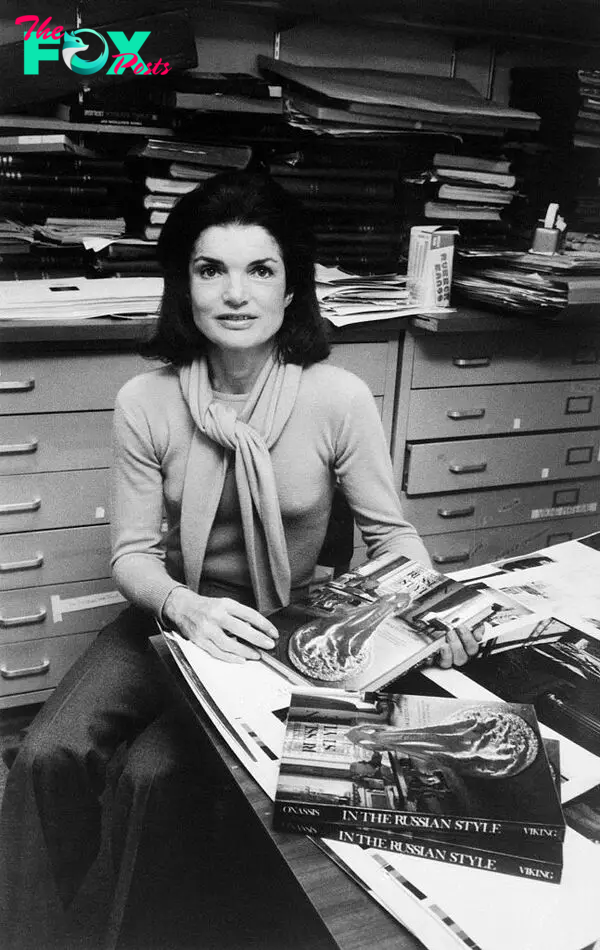 Jacqueline Kennedy Onassis Sitting at Her Editing Desk