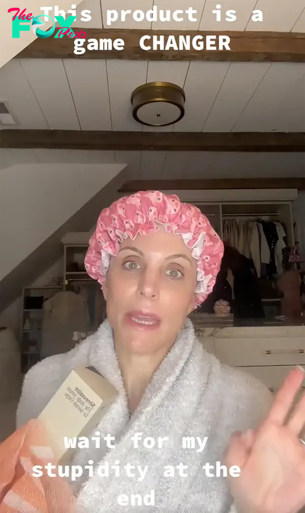 Bethenny Frankel on TikTok holding a shower scarf