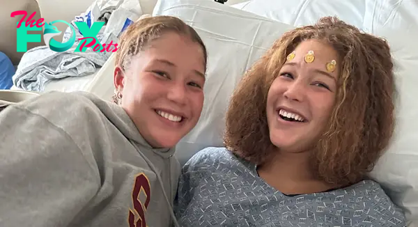 Isabella and Sophia Strahan in the hospital.