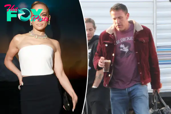 Ben Affleck split image with Jennifer Lopez.