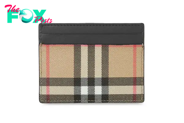 A plaid Burberry card holder