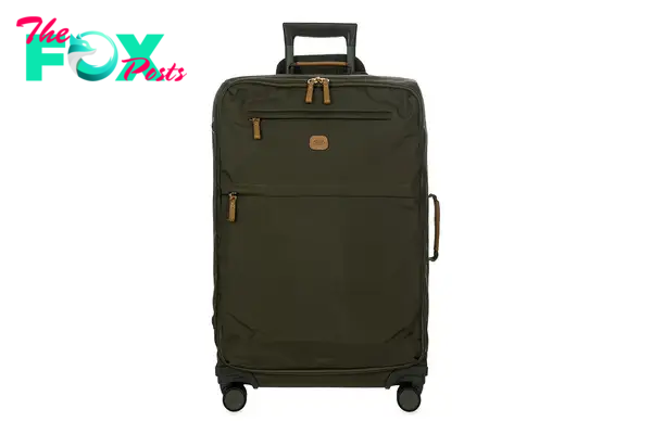 An army green suitcase