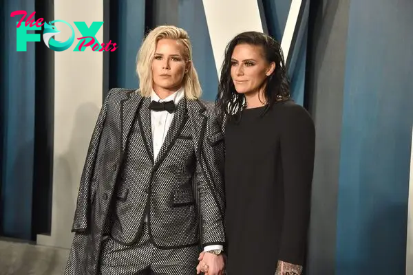 Ashlyn Harris and Ali Krieger attend the 2020 Vanity Fair Oscar Party.