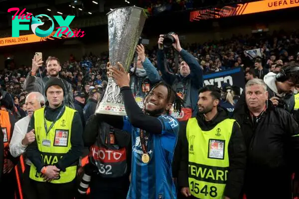 Ademola Lookman of Atalanta celebrates the victory following the UEFA Europa League 2023/24 final match between Atalanta Bergame BC and Bayer 04 Le...