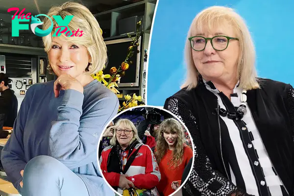 Martha Stewart and Donna Kelce with an inset of Donna and Taylor Swift.