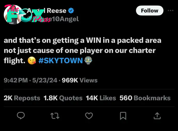 Angel Reese's tweet.