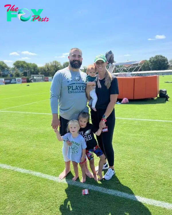 jason and kylie kelce with their three daughters