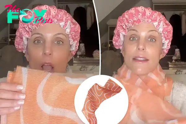 Bethenny Frankel with a shower scarf