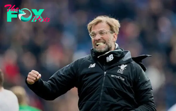 LONDON, ENGLAND - Saturday, March 31, 2018: Liverpool's manager Jürgen Klopp celebrates after the 2-1 victory during the FA Premier League match between Crystal Palace FC and Liverpool FC at Selhurst Park. (Pic by Dave Shopland/Propaganda)