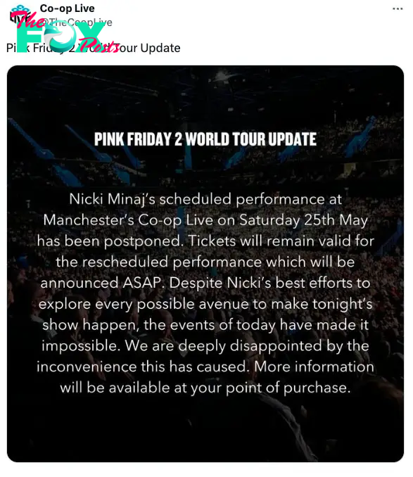 Nicki Minaj tour update screenshot