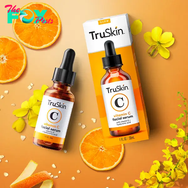 TruSkin vitamin C serum surrounded by oranges