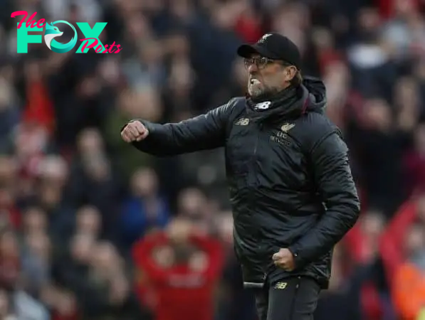Jurgen Klopp manager of Liverpool celebrates the win during the Premier League match at Anfield, Liverpool. (Darren Staples/Sportimage/PA Images)