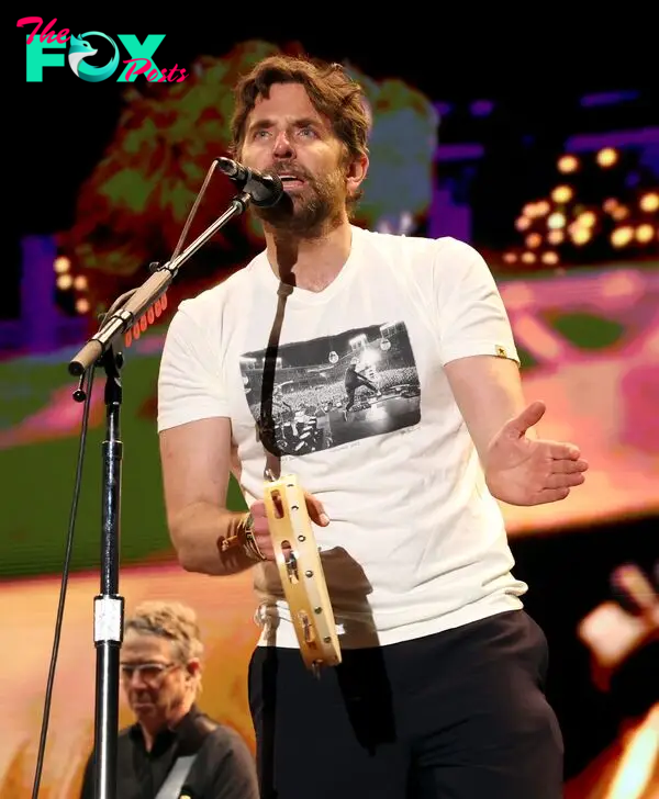 Bradley Cooper performs with Peal Jam onstage during 2024 BottleRock Napa Valley.