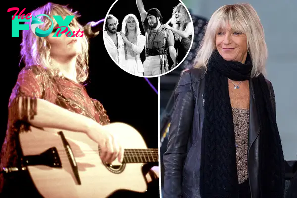 Christine McVie with inset of her in Fleetwood Mac.