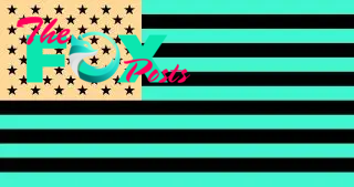 American flag with green and black stripes, black stars and orange behind the stars