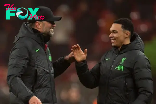 LONDON, ENGLAND - Sunday, February 25, 2024: Jurgen Klopp manager of Liverpool celebrates after the Football League Cup Final match between Chelsea FC and Liverpool FC at Wembley Stadium. (Photo by Peter Powell/Propaganda)