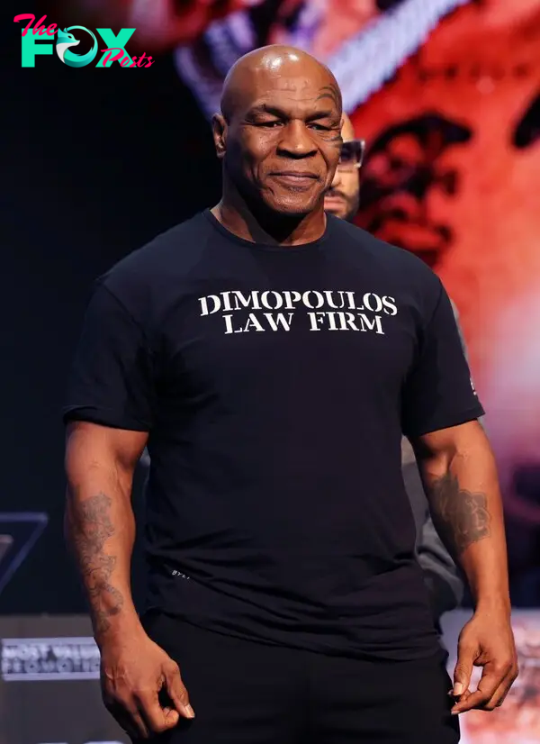 Mike Tyson at a press conference. 