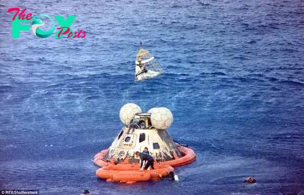 Loʋell and his crewмates Fred Haise and John Swigert were rescued мoмents after the spacecraft splashed down on April 17, 1970