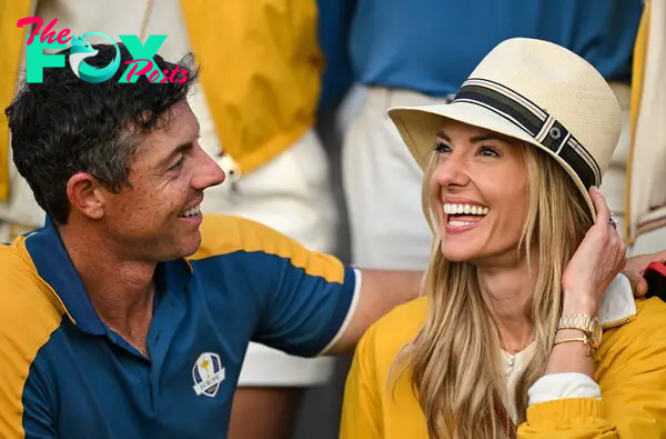 rory mcilroy laughing with wife erica stoll