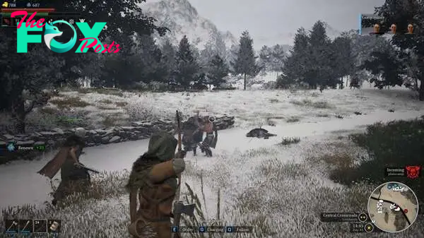 Doing some winter hunting with a bow in Bellwright.