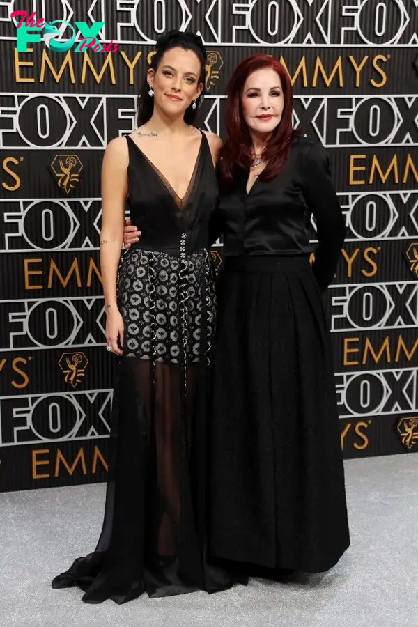 Riley Keough and Priscilla Presley at 2023 Emmy Awards.