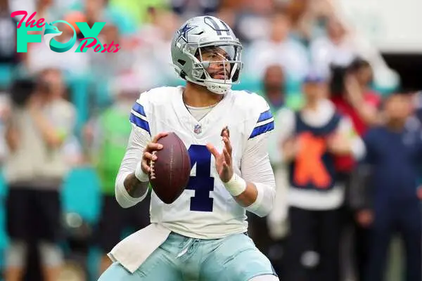 Dak Prescott #4 of the Dallas Cowboys looks to throw a pass during the first quarter against the Miami Dolphins at Hard Rock Stadium on December 24, 2023, in Miami Gardens, Florida.