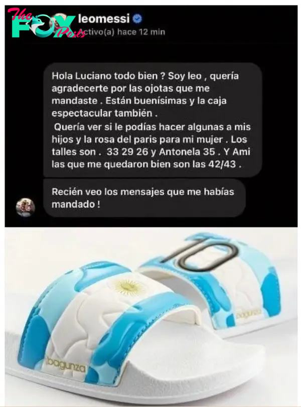 Receiving a pair of very nice sandals from a fan, Messi texted and asked for a few more pairs for the whole family. He was shocked to learn the price of a pair - Photo 3.