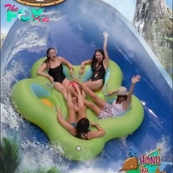 Millie Bobby Brown friends on water park ride